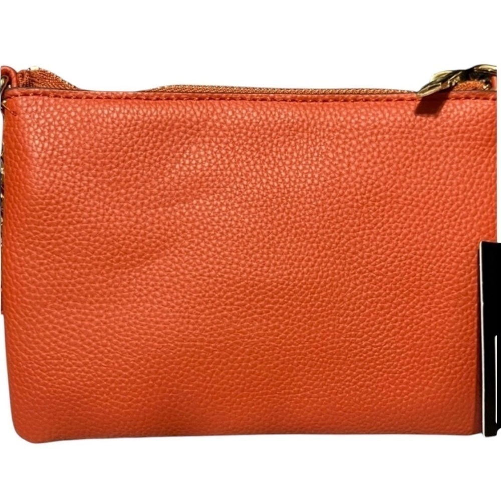 NANETTE LEPORE MSRP $39 Crossbody Bag with Suede Flap & Vegan Leather in Pumpkin - Picture 4 of 10